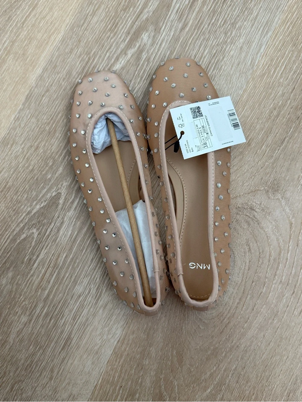 Mango Nude Studded Ballet Flats